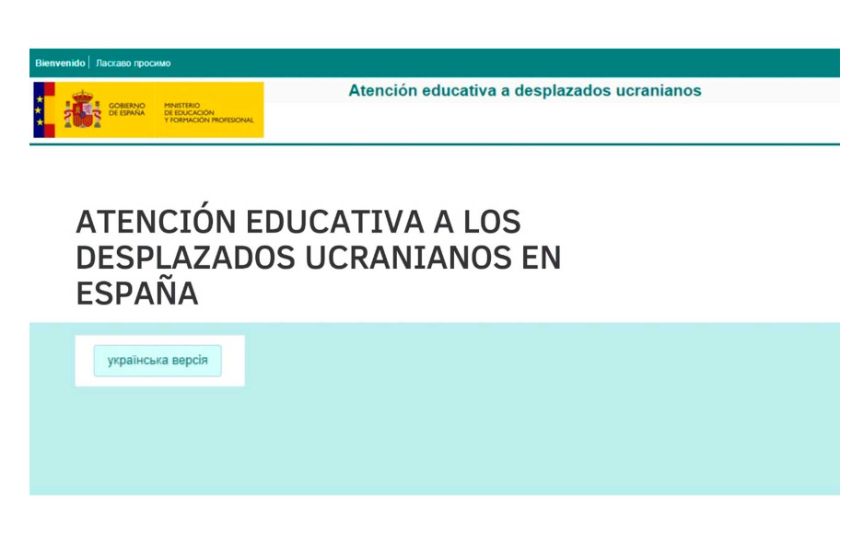 Web de atención educativa a los desplazados ucranianos en España